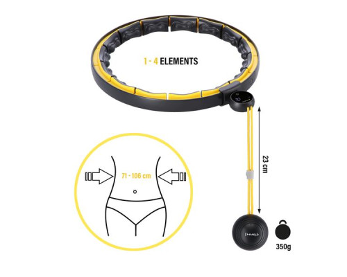 HHM21 HULA HOP ЧОРНИЙ/ЖОВТИЙ МАГНІТ З ВАГОЮ + ЛІЧИЛЬНИК HMS