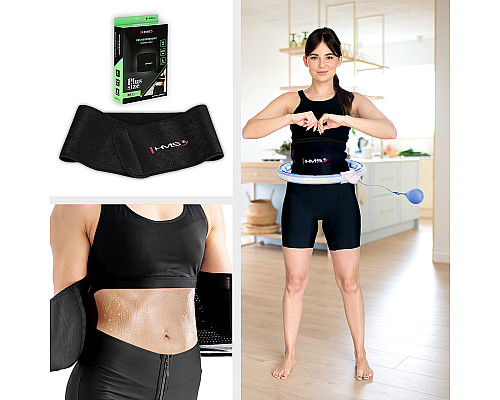 Хула-хуп магнітний HMS HHM15 з лічильником, навантаженням та поясом для схуднення BR16 Plus Size, блакитний