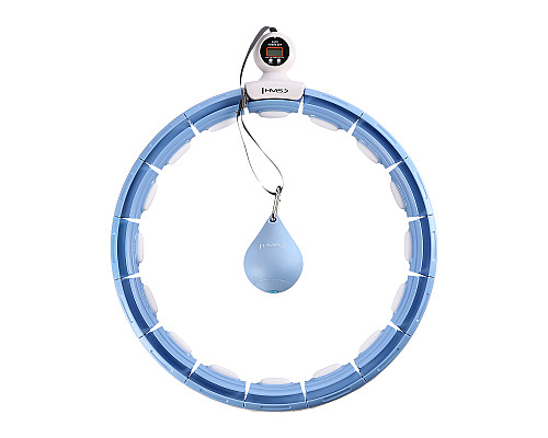Хула-хуп магнітний HMS HHM15 з лічильником, навантаженням та поясом для схуднення BR16 Plus Size, блакитний