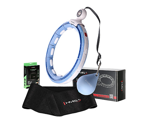 Хула-хуп магнітний HMS HHM15 з лічильником, навантаженням та поясом для схуднення BR16 Plus Size, блакитний