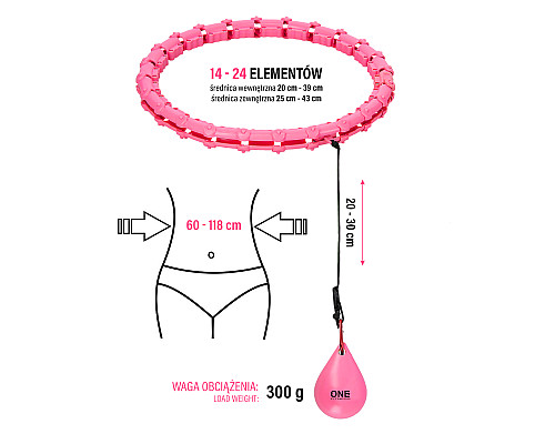 Хула-хуп масажний One Fitness OHA02 з навантаженням, рожевий