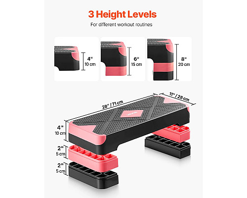 Степ-платформа VEVOR, чорно-рожева