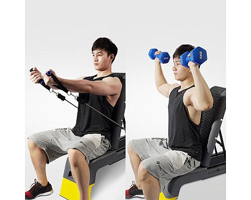 Степ-платформа з регульованою спинкою WCG Pro + еспандери