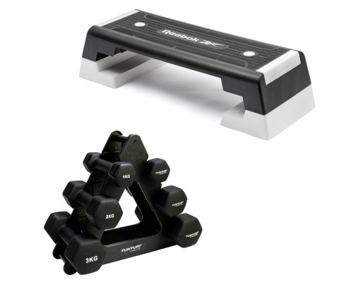 Степ-платформа Reebok Step Set зі стійкою з гантелями Tunturi
