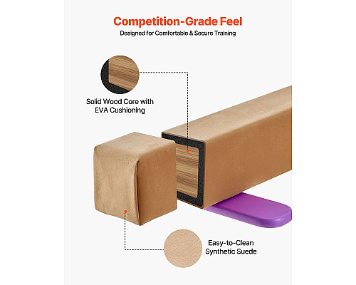 Дитяча гімнастична балка VEVOR МД-89 2,4 м, бежевий