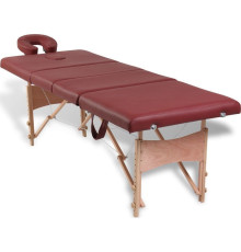 Масажний стіл на 4 зони з дерев'яною рамою vidaXL червоний