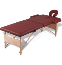 Масажний стіл на 2 зони з дерев'яною рамою vidaXL червоний
