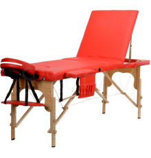 Масажний стіл Bodyfit червоне 3-сегментне + аксесуари + безкоштовна сумка (458)