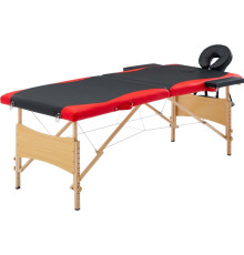 Масажний стіл, 2 зони, дерев'яний, чорний і червоний vidaXL