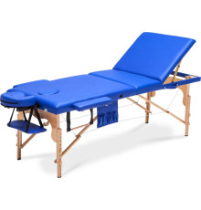 Масажний стіл Bodyfit, дерев'яне 3-сегментне синє XXL універсальне (581)