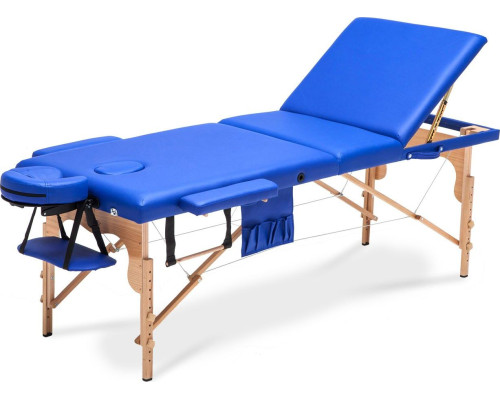 Масажний стіл Bodyfit XXL 3-сегментний дерев'яний, синій
