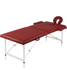 Масажний стіл на 2 зони з алюмінієвою рамою vidaXL - червоний