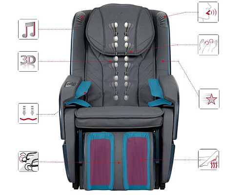 Масажне крісло Casada ECOSONIC 3D, чорно-синій