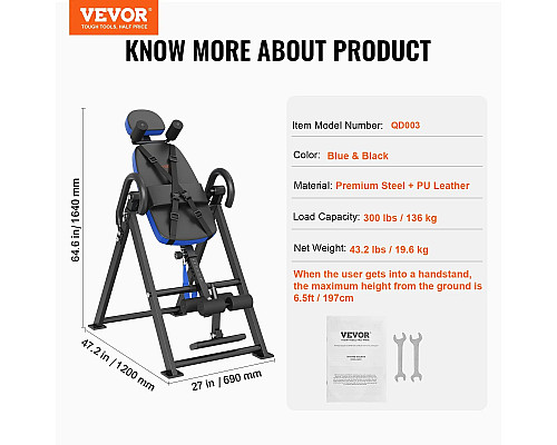 Інверсійний стіл VEVOR QD001, чорний