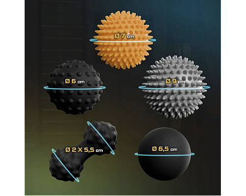 Набір масажних м'ячів Trex Sport TX-005MSC 5в1 для йоги та фітнесу EPP