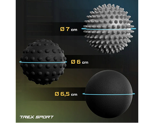 Набір масажних м'ячів Trex Sport TX-003MSA 3в1 для йоги та фітнесу EPP