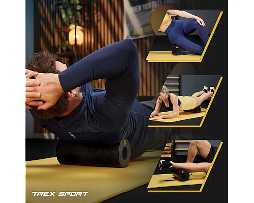 Роллер масажер гладкий Trex Sport TX-033EPR EPP 33см чорний