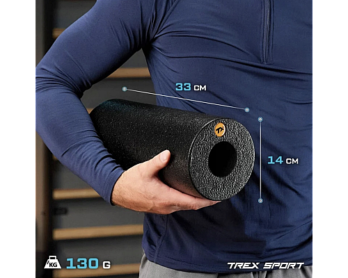Роллер масажер гладкий Trex Sport TX-033EPR EPP 33см чорний