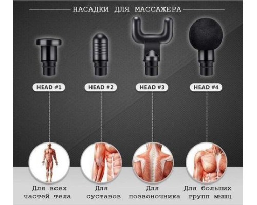 ПОТУЖНИЙ МАСАЖНИЙ ПІСТОТОЛЬ 4 В 1 ЧОРНИЙ