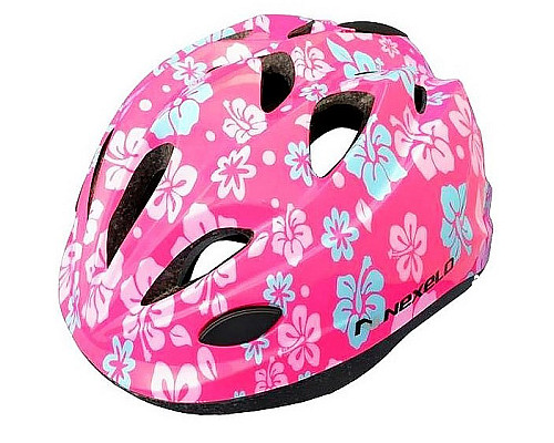 Дитячий шолом NEXELO FUNNY, рожевий з квітами, S 48-52см