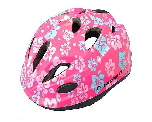 Дитячий шолом NEXELO FUNNY, рожевий з квітами, S 48-52см