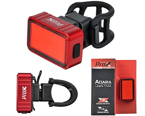 Ліхтар задній /акумулятор/ PROX ADARA COB LED 30lm USB алюміній червоний для підсідельного штиря