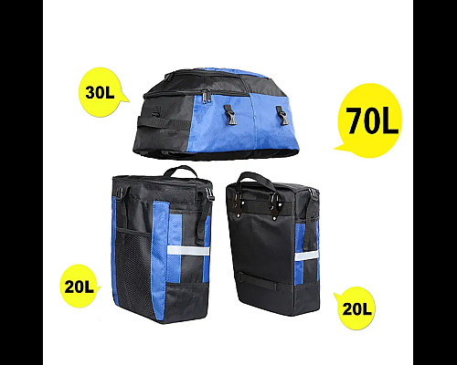 Велобаул 3-в-1  Rhinowalk E20655 70 л, синій