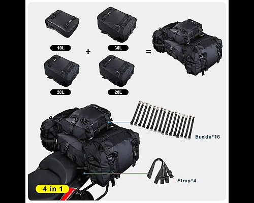 Сумка-рюкзак на багажник Rhinowalk Motorcycle MT21630 30 л, чорна