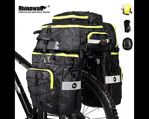 Велобаул 3-в-1 Rhinowalk RK19665 65 л, чорно-зелений