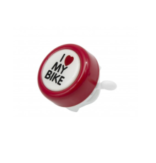 Дзвінок сталевий I LOVE MY BIKE 49мм червоний