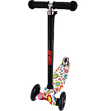 Самокат дитячий триколісний Enero Maxi Flowers чорно-білий