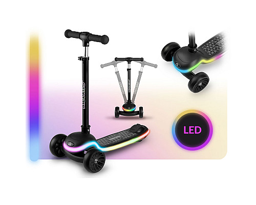 Дитячий самокат триколісний Ricokids Leddi чорний