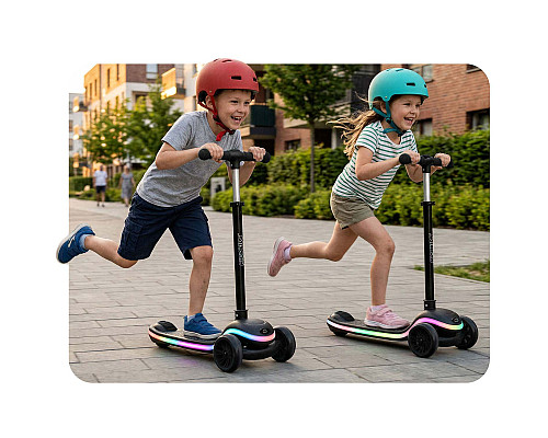 Дитячий самокат триколісний Ricokids Leddi чорний