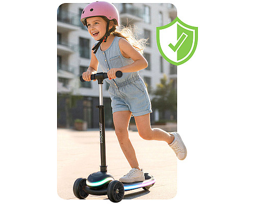 Дитячий самокат триколісний Ricokids Leddi чорний