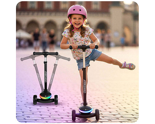 Дитячий самокат триколісний Ricokids Leddi чорний