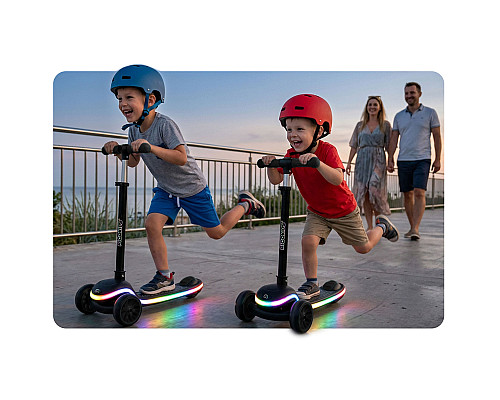 Дитячий самокат триколісний Ricokids Leddi чорний