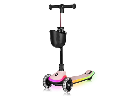 Дитячий самокат Lionelo MEY PINK ROSE 26,5 х 60 х 64-76 см - чорно-рожевий