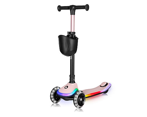 Дитячий самокат Lionelo MEY PINK ROSE 26,5 х 60 х 64-76 см - чорно-рожевий