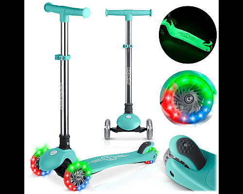 Самокат дитячий триколісний Ricokids Glow бірюзовий