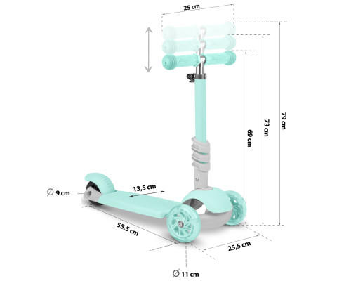 Самокат дитячий триколісний Ricokids Buggy м'ятний