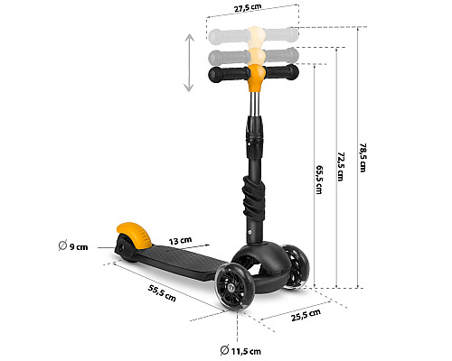 Самокат дитячий триколісний Ricokids Cubi чорно-помаранчевий