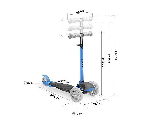 Самокат дитячий триколісний Ricokids Loco синій