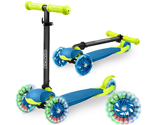 Дитячий самокат триколісний Ricokids Loco блакитно-зелений