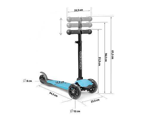 Самокат дитячий триколісний Ricokids Loco блакитний