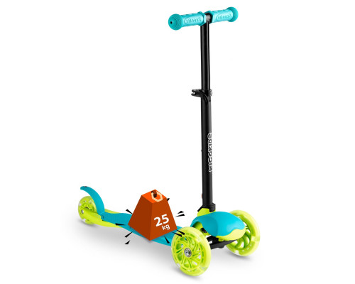 Самокат дитячий триколісний Ricokids Loco бірюзовий