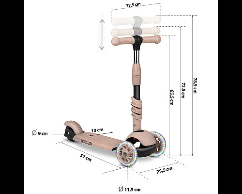 Самокат дитячий триколісний Ricokids Todi бежевий