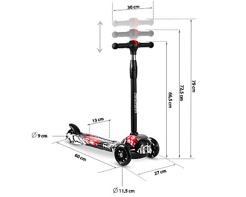 Самокат дитячий триколісний Ricokids Piko чорний
