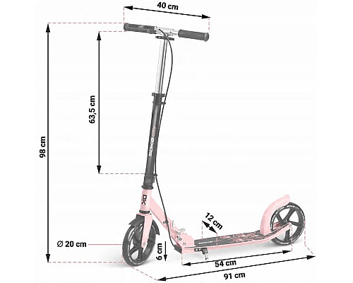 Самокат Soke City 1591 чорно-рожевий