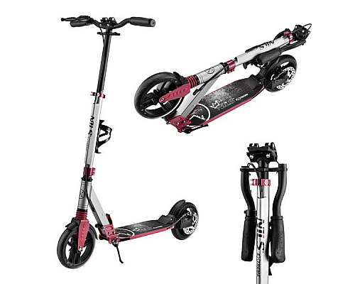 Самокат складний Nils Extreme HM122, сіро-рожевий