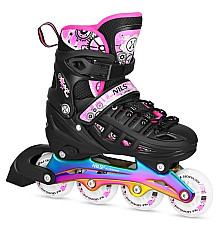 Роликові ковзани 4в1 NILS EXTREME NH10905 розмір S 31-34, чорно-рожеві